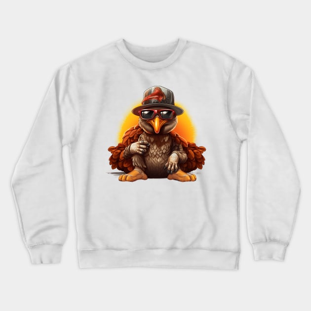 Cartoon Thanksgiving Turkey #8 Crewneck Sweatshirt by Chromatic Fusion Studio